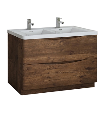 Fresca Tuscany 48" Rosewood Free Standing Modern Bathroom Cabinet with Integrated Double Sink