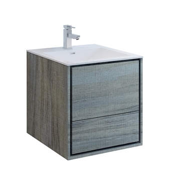 Fresca Catania 24" Ocean Gray Wall Hung Modern Bathroom Cabinet with Integrated Sink