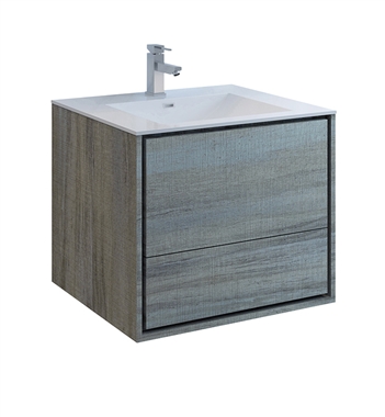 Fresca Catania 30" Ocean Gray Wall Hung Modern Bathroom Cabinet with Integrated Sink