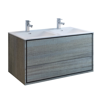 Fresca Catania 48" Ocean Gray Wall Hung Modern Bathroom Cabinet with Integrated Double Sink