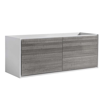 Fresca Catania 60" Ash Gray Wall Hung Double Sink Modern Bathroom Cabinet