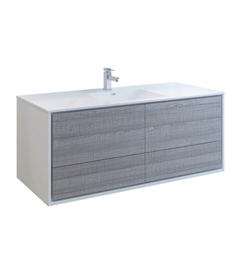 Fresca Catania 60" Ash Gray Wall Hung Modern Bathroom Cabinet with Integrated Single Sink