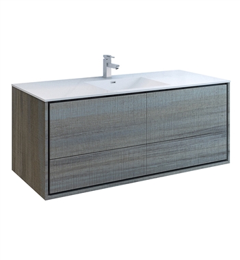 Fresca Catania 60" Ocean Gray Wall Hung Modern Bathroom Cabinet w/ Integrated Single Sink