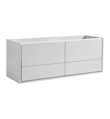 Fresca Catania 60" Glossy White Wall Hung Double Sink Modern Bathroom Cabinet