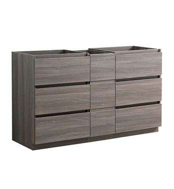 Fresca Lazzaro 60" Gray Wood Free Standing Double Sink Modern Bathroom Cabinet