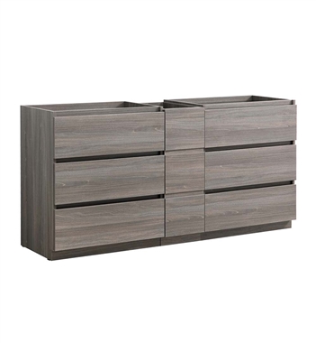 Fresca Lazzaro 72" Gray Wood Free Standing Double Sink Modern Bathroom Cabinet