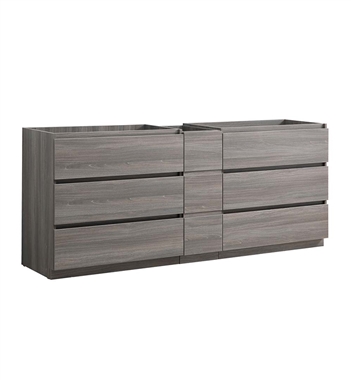 Fresca Lazzaro 84" Gray Wood Free Standing Double Sink Modern Bathroom Cabinet