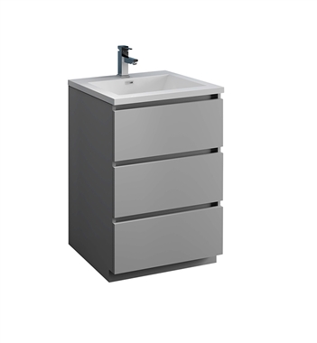 Fresca Lazzaro 24" Gray Free Standing Modern Bathroom Cabinet with Integrated Sink