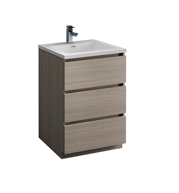 Fresca Lazzaro 24" Gray Wood Free Standing Modern Bathroom Cabinet with Integrated Sink