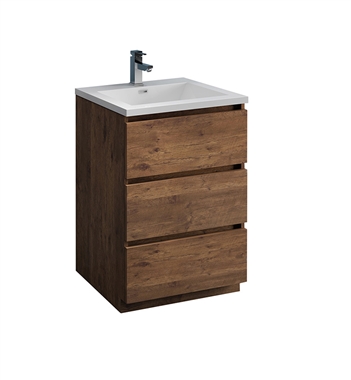 Fresca Lazzaro 24" Rosewood Free Standing Modern Bathroom Cabinet with Integrated Sink