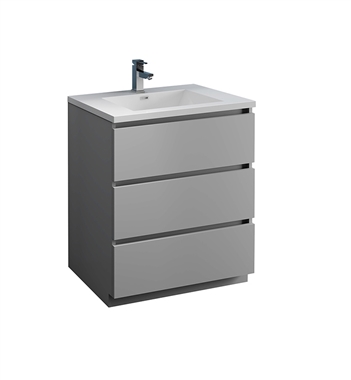 Fresca Lazzaro 30" Gray Free Standing Modern Bathroom Cabinet with Integrated Sink