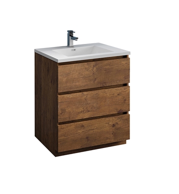 Fresca Lazzaro 30" Rosewood Free Standing Modern Bathroom Cabinet with Integrated Sink