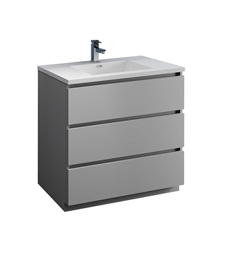 Fresca Lazzaro 36" Gray Free Standing Modern Bathroom Cabinet with Integrated Sink