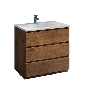 Fresca Lazzaro 36" Rosewood Free Standing Modern Bathroom Cabinet with Integrated Sink