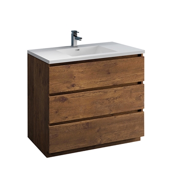 Fresca Lazzaro 42" Rosewood Free Standing Modern Bathroom Cabinet w/ Integrated Sink