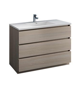 Fresca Lazzaro 48" Gray Wood Free Standing Modern Bathroom Cabinet w/ Integrated Sink