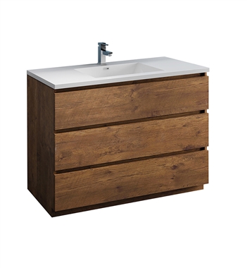 Fresca Lazzaro 48" Rosewood Free Standing Modern Bathroom Cabinet w/ Integrated Sink