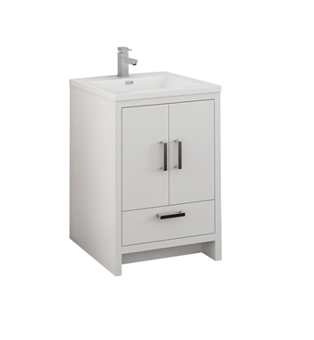 Fresca Imperia 24" Glossy White Free Standing Modern Bathroom Cabinet w/ Integrated Sink