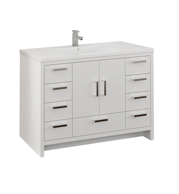 Fresca Imperia 48" Glossy White Free Standing Modern Bathroom Cabinet w/ Integrated Sink