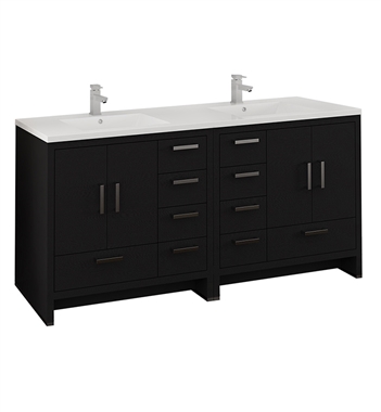 Fresca Imperia 72" Dark Gray Oak Free Standing Double Sink Modern Bathroom Cabinet w/ Integrated Sink