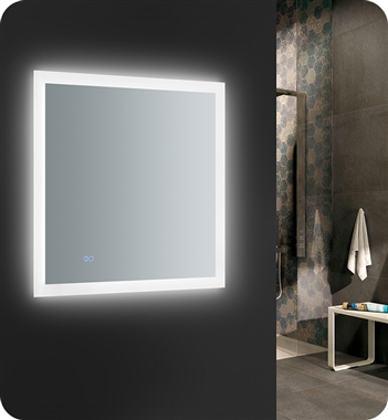 Fresca Angelo 30" Wide x 30" Tall Bathroom Mirror with LED Lighting