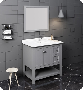 Fresca Manchester 36" Gray Traditional Bathroom Vanity w/ Mirror