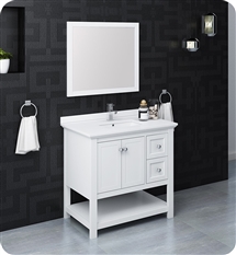 Fresca Manchester 36" White Traditional Bathroom Vanity w/ Mirror