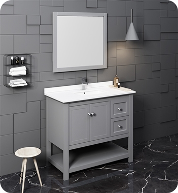 Fresca Manchester 40" Gray Traditional Bathroom Vanity w/ Mirror