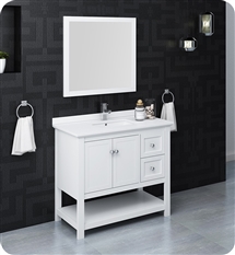 Fresca Manchester 40" White Traditional Bathroom Vanity w/ Mirror