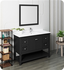 Fresca Manchester 48" Black Traditional Bathroom Vanity w/ Mirror