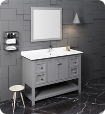 Fresca Manchester 48" Gray Traditional Bathroom Vanity w/ Mirror