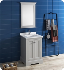 Fresca Windsor 24" Gray Textured Traditional Bathroom Vanity with Mirror