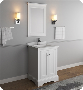 Fresca Windsor 24" Matte White Traditional Bathroom Vanity with Mirror