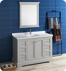 Fresca Windsor 48" Gray Traditional Bathroom Vanity with Mirror