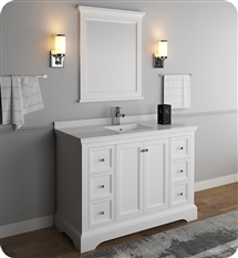 Fresca Windsor 48" Matte White Traditional Bathroom Vanity with Mirror