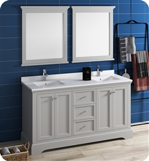 Fresca Windsor 60" Gray Traditional Bathroom Vanity with Mirror