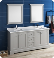 Fresca Windsor 72" Gray Traditional Bathroom Vanity with Mirror