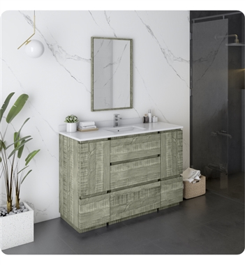 Fresca Formosa 48" Floor Standing Modern Bathroom Vanity with Mirror in Sage Gray