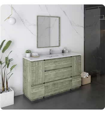 Fresca Formosa 54" Floor Standing Modern Bathroom Vanity with Mirror in Sage Gray