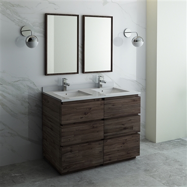 Fresca Formosa 48" Floor Standing Double Sink Modern Bathroom Vanity with Mirrors