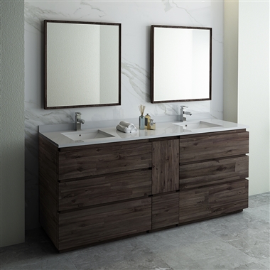 Fresca Formosa 84" Floor Standing Double Sink Modern Bathroom Vanity with Mirrors