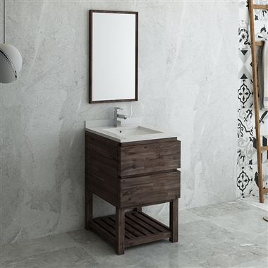 Fresca Formosa 24" Floor Standing Modern Bathroom Vanity with Open Bottom & Mirror