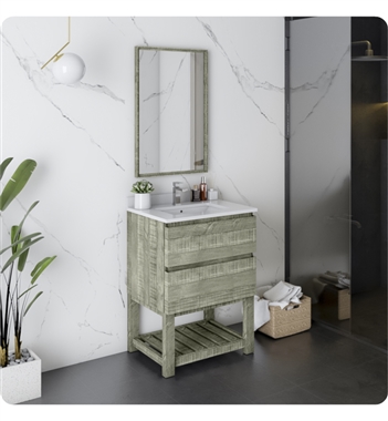 Fresca Formosa 24" Floor Standing Modern Bathroom Vanity with Open Bottom & Mirror in Sage Gray