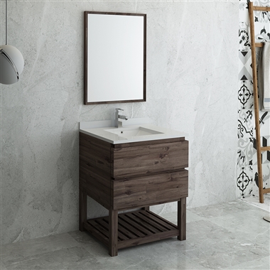 Fresca Formosa 30" Floor Standing Modern Bathroom Vanity with Open Bottom & Mirror