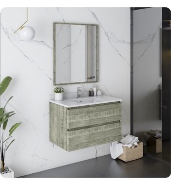 Fresca Formosa 30" Wall Hung Modern Bathroom Vanity with Mirror in Sage Gray