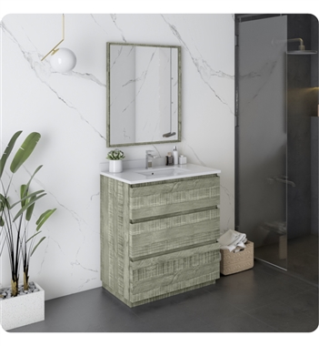 Fresca Formosa 30" Floor Standing Modern Bathroom Vanity with Mirror in Sage Gray