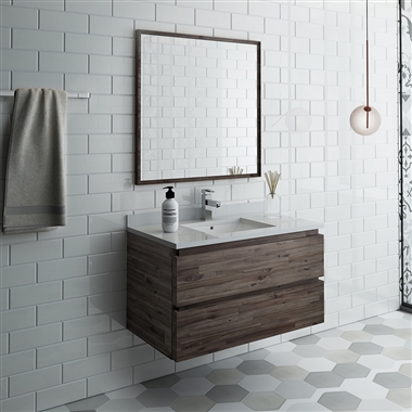 Fresca Formosa 36" Wall Hung Modern Bathroom Vanity with Mirror