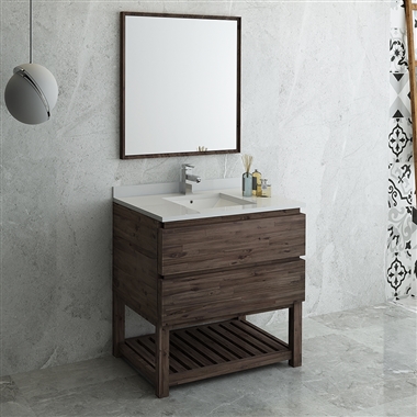 Fresca Formosa 36" Floor Standing Modern Bathroom Vanity with Open Bottom & Mirror