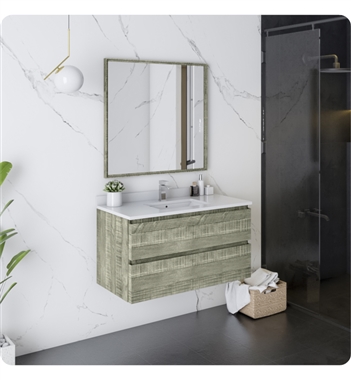 Fresca Formosa 36" Wall Hung Modern Bathroom Vanity with Mirror in Sage Gray