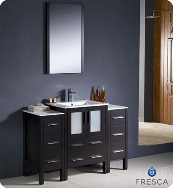 Fresca Torino 48" Espresso Modern Bathroom Vanity w/ 2 Side Cabinets & Integrated Sink